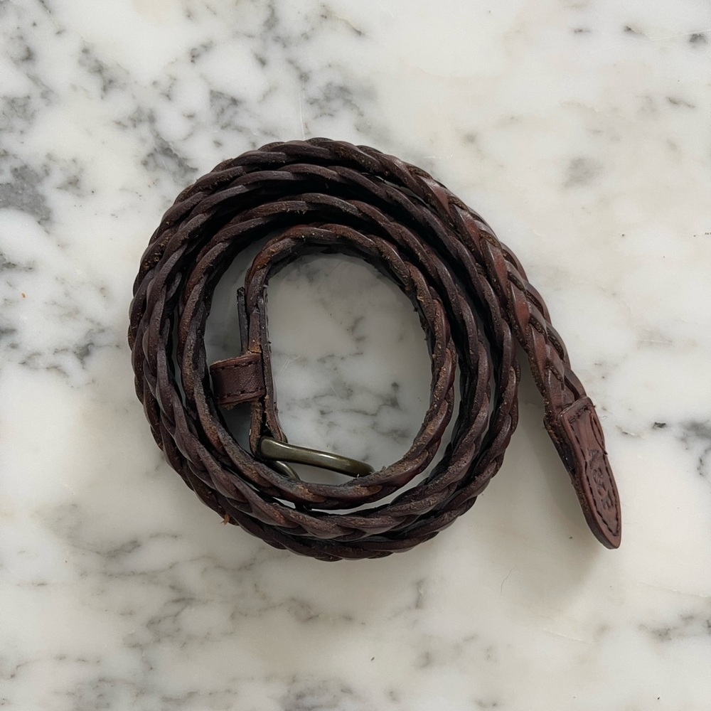 Woven leather belt